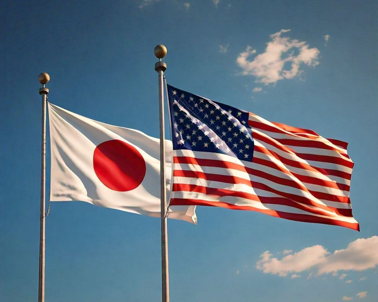 Bendera Jepang dan Amerika