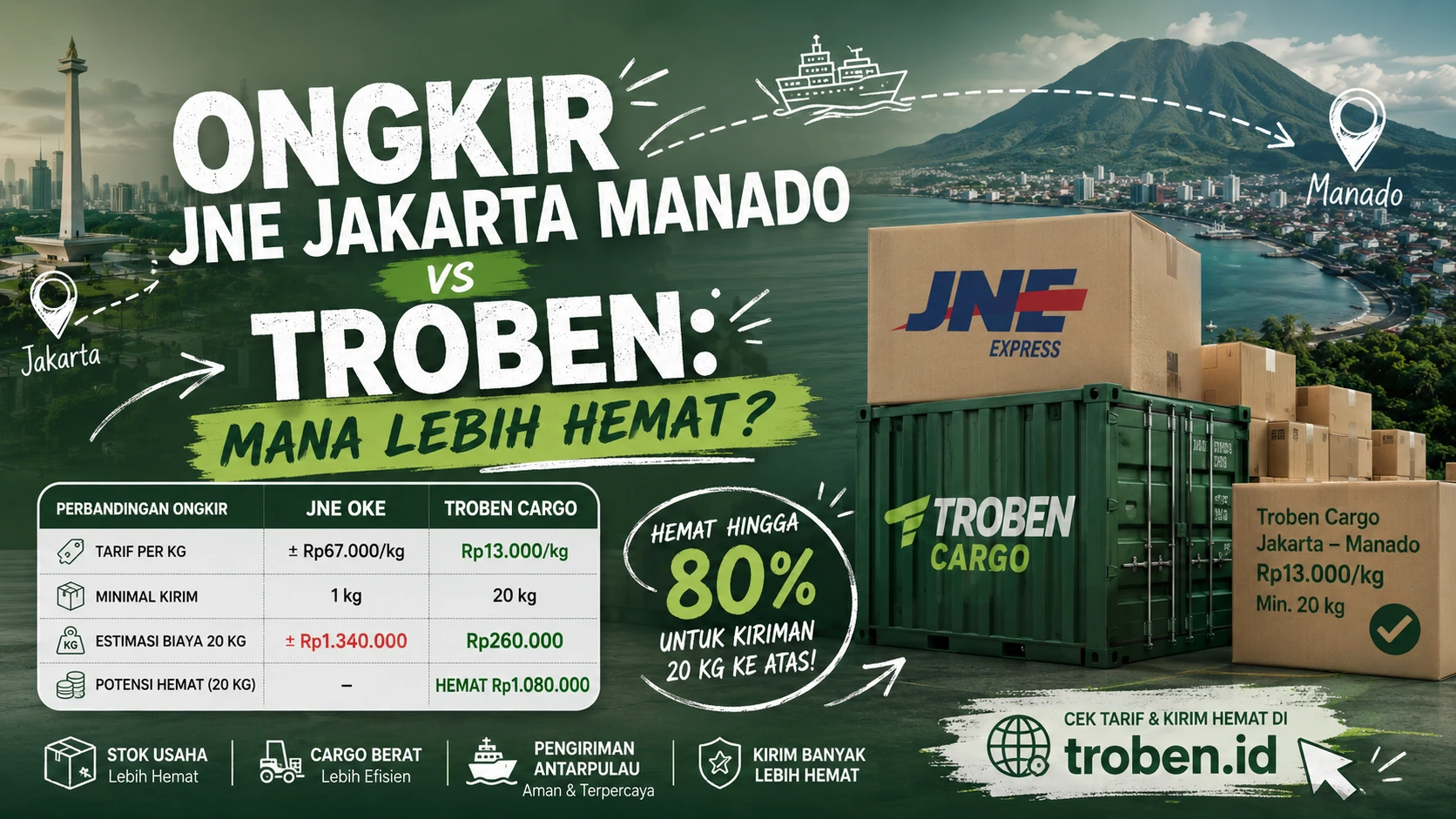 Ongkir JNE Jakarta Manado